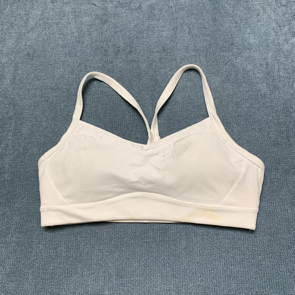 Athleta Sports Bra Womens Small White Strappy Racerback Running Performance